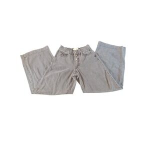 FOREVER 21 WOMEN WIDE LEG BUTTON FLY JEANS DARK GRAY DENIM SIZE XS